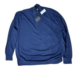 Jos. A Bank Half Zip Navy Blue Pullover 100% Pima Cotton Sweater Men’s size XXL